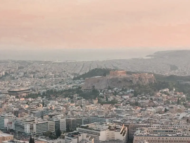 atina: likavitos pogled akropolj zalazak sunca